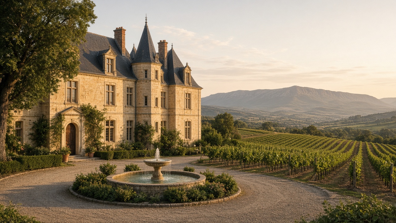 Domaine Chardonnay estate at golden hour